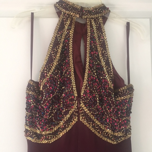 ALYCE DESIGNS Beaded Halter Formal Dress Prom Gown - Picture 4 of 5